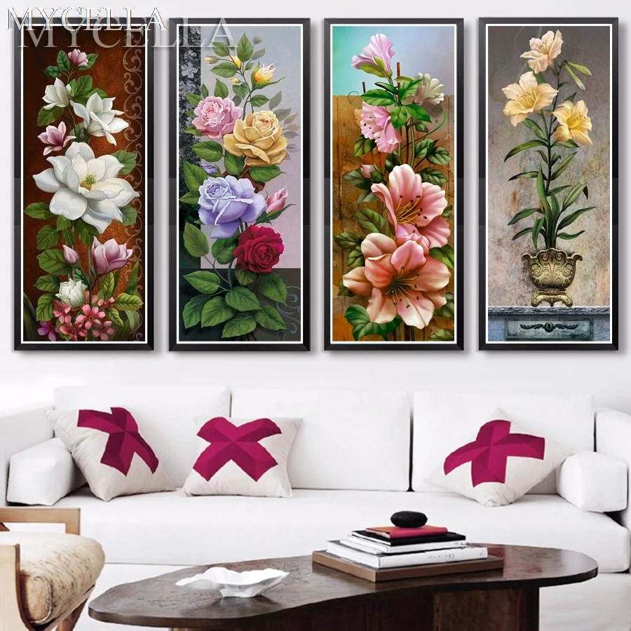 

Flowers 5D DIY Diamond Painting Cross stitch kits Full Mosaic Lily Diamond Embroidery decoración hogar pintura de diamante art