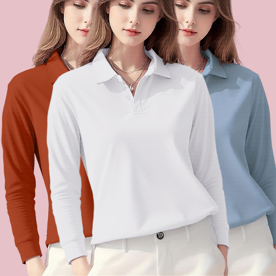 Woman Autumn Business Solid Color Polo Shirts Womens Y2K Street Fashion Long Sleeves Comfortable Casual T-Shirt Lapel Sportswear