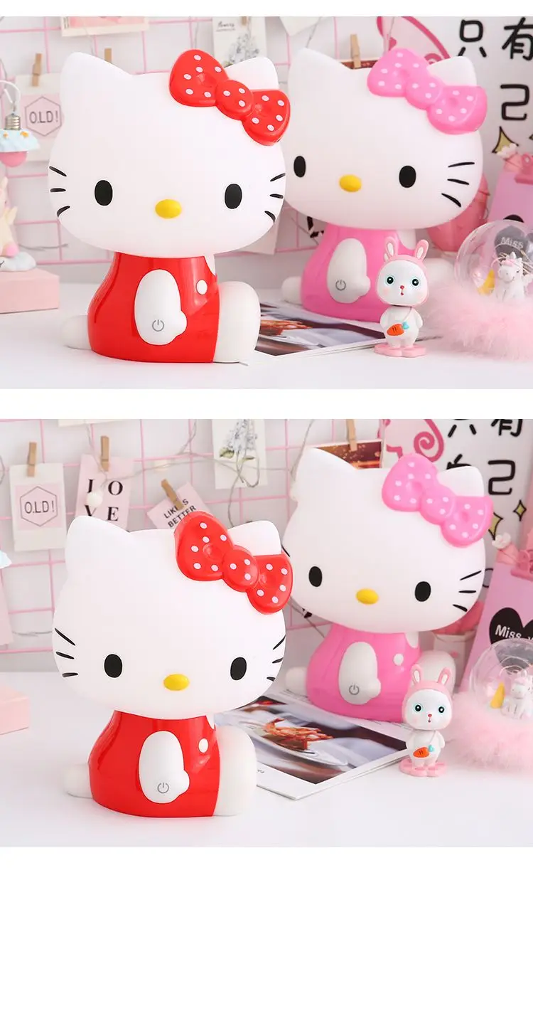 Hello Kitty 3D LED Small Night Lamp Touch Plug-in Baby Feeding home Bedroom Dreamy Sleep Light Eye Protection Bedside Room Decor