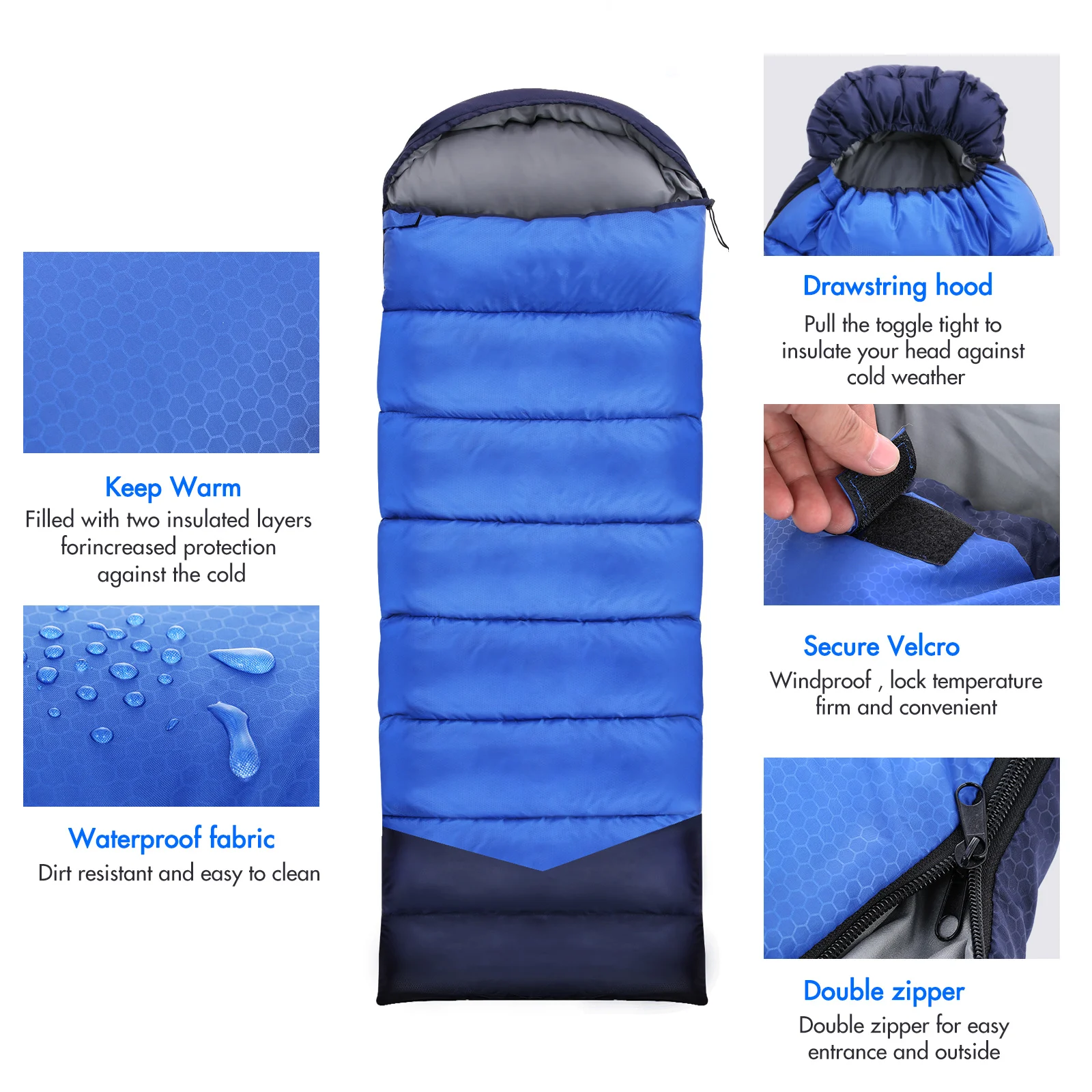 TOMSHOO saco de dormir individual de invierno para adultos, saco de dormir ultraligero, impermeable, cálido, para viajes al aire libre, equipo de dormir acampar| | - AliExpress