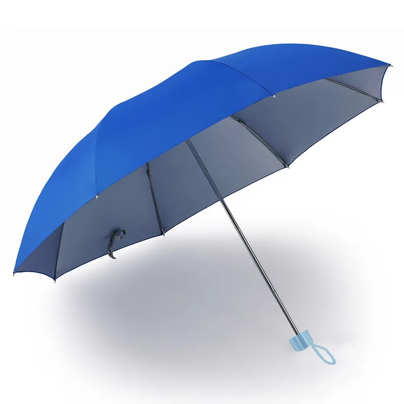 Silver Rubber Sun Umbrella 8/10K 3-Folding Solid color UV clear Protective Sunny Umbrella