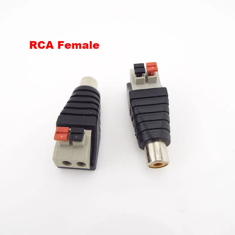 RCA Connector Press Plug Speaker Wire A/V Cable to Audio Male FemaleTerminal Adapter Jack Plug