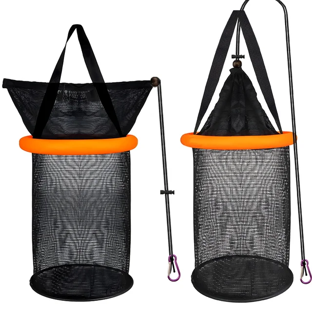 Nylon fish guard net, hanging plastic black green, nylon orange black fish guard, portable folding, high quality floating fish g