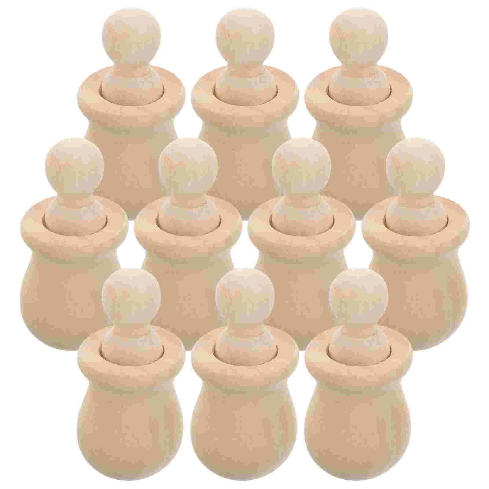 

10 Set Wooden Peg Dolls Unfinished Kids Crafts Supplies Playset DIY Graffiti Unpainted Hooks Blank