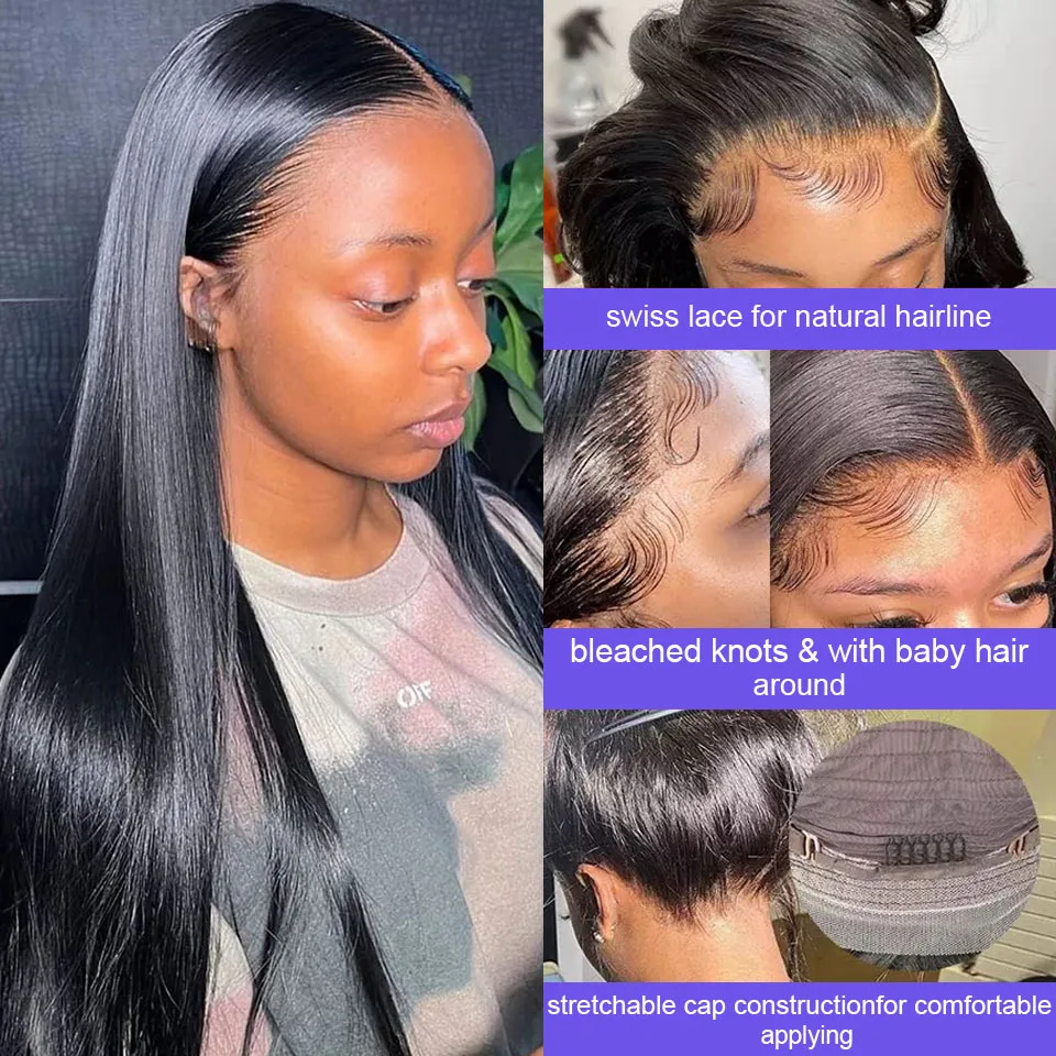 13x4 Transparent Lace Front Wig Bone Straight Human Hair Wigs For Women Pre Plucked Lace Wig Brazilian Remy 4X4 Closure Wigs