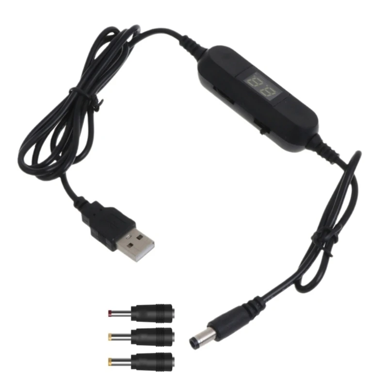 

Кабель USB5V–1,5–12 В, 2,5 мм/3,5 мм/4,0 мм/5,5 мм с регулируемым напряжением со светодиодным дисплеем