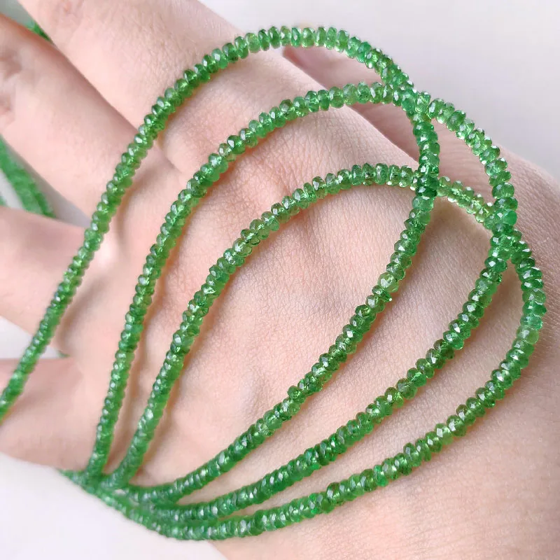 

2023 Green Color Tsavorite Roundelle Faceted 2.5-3mm 40cm for DIY Jewelry Making Loose Beads Nature Gem Stone