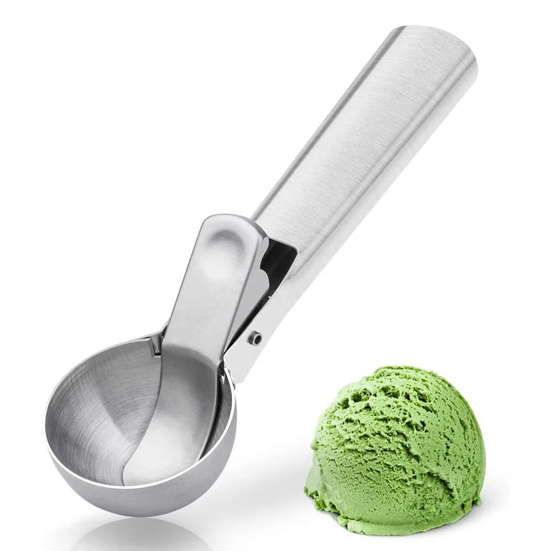 Ice Cream Scoop Stainless Steel Ice Cream Spoon Metal Kitchen Icecream Scooper Melon Fruit Baller Cookie Spoon Kitchen Gadgets
