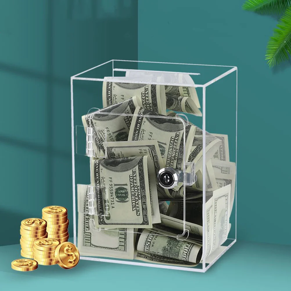

Transparent Piggy Bank Counting Kids Toys Girls Tip Jars Money Coin Adults Decorate Holder