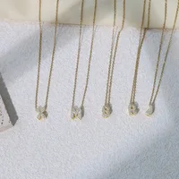 Colliers avec lettres à bulles pour femmes, pendentif initiales en zircone, chaîne en acier inoxydable plaqué or, bijoux cadeaux pour la fête du mois 2