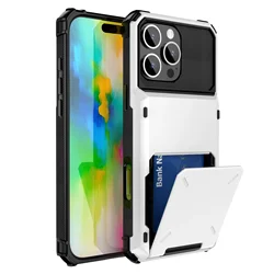 Wallet 4 - Card Slot Credit Phone Case with Card Holder and Anti - Fall Cover - iPhone X (WHITE)