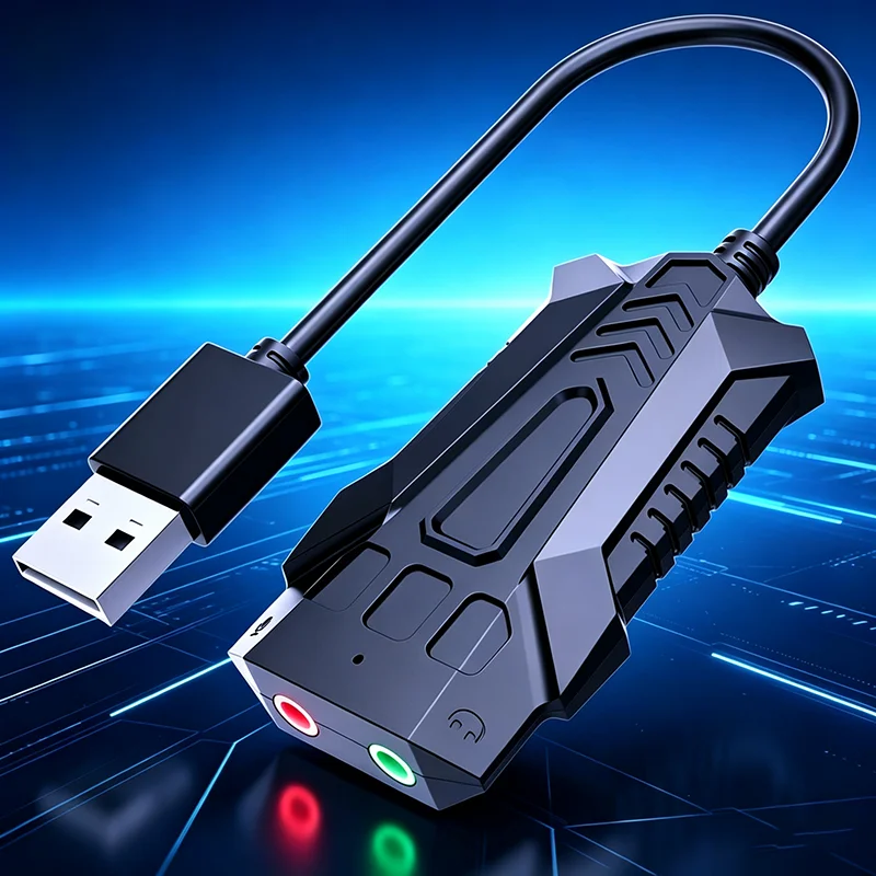 사운드 카드 미니 외부 3.5mm USB 어댑터 USB-마이크 스피커 PS4 Pro 컴퓨터 용 오디오 인터페이스 LED USB 사운드 카드 NEW