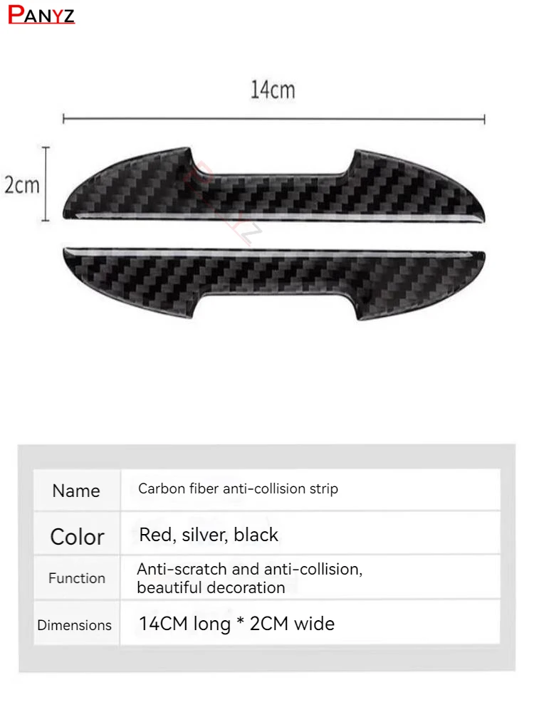 4pcs Car Door Anti-collision Strip Car Mirror Carbon Fiber Protective Tape Body Anti-scratch Stick Decorative