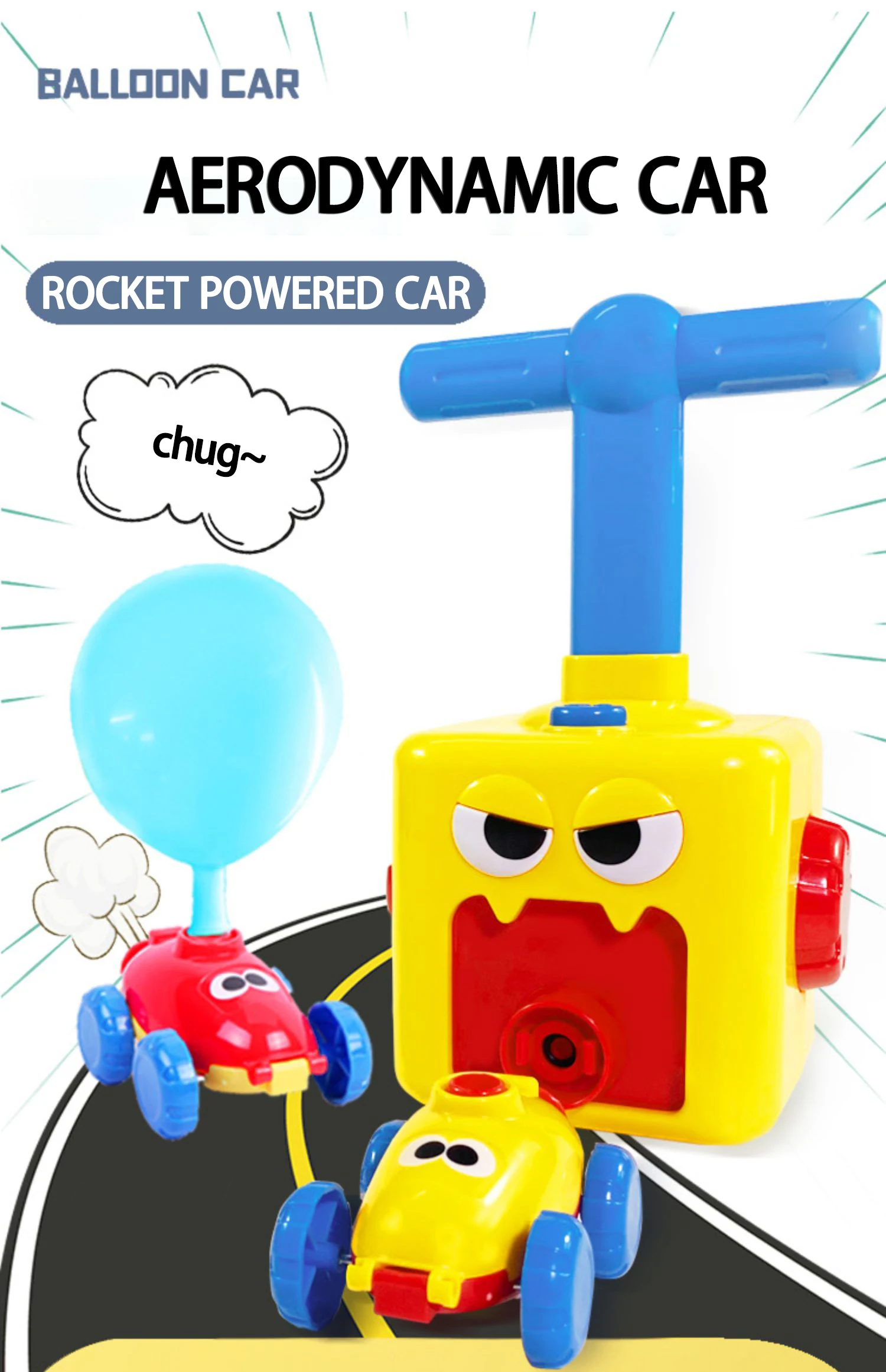 thumbnail image 2 of DIY Balloon Powered Car Recoil Force Physics Experiment Educational Kids Toy 2 of 10