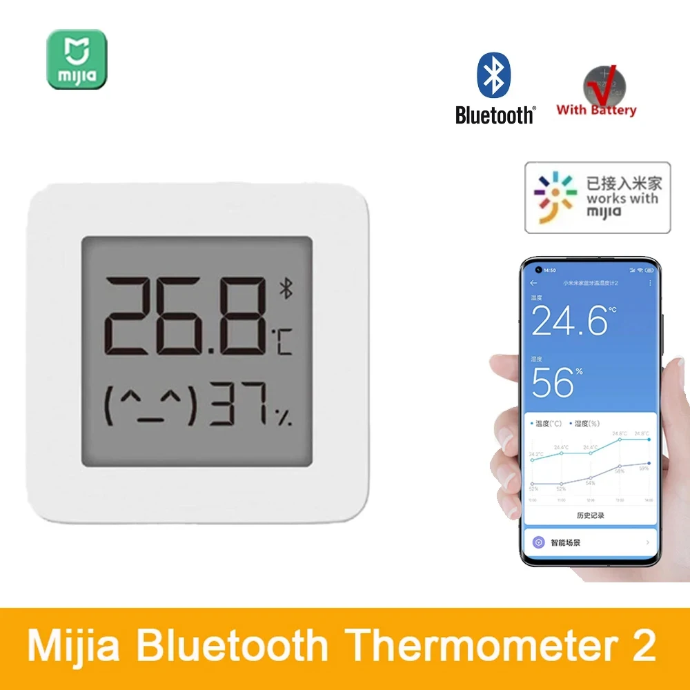 

Mijia Bluetooth Thermometer 2 Wireless Smart Electric Digital Humidity Thermometer Sensor Monitor Works with Mijia APP