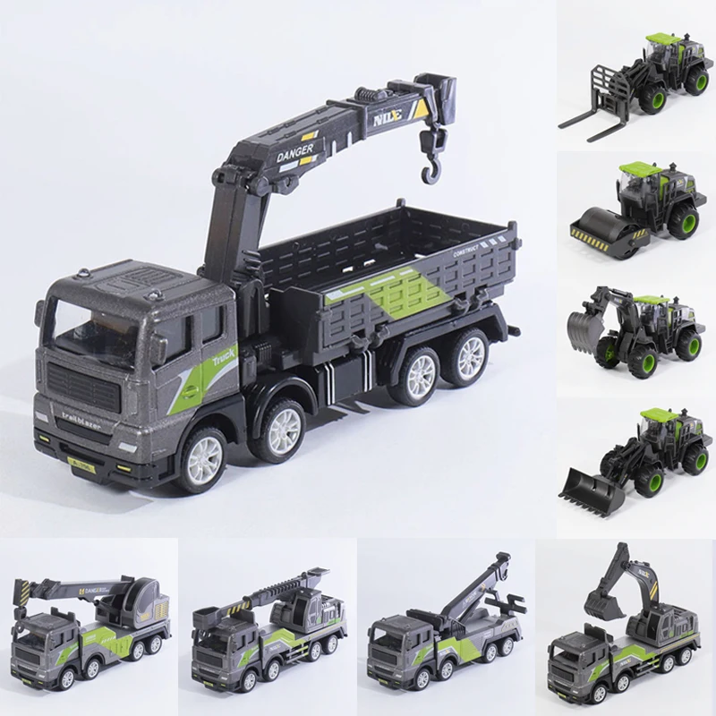 

12 Styles Alloy Diecast Simulation Engineering Car Model Truck Toys Crane Bulldozer Excavator Forklift Vehicles Educational Boy