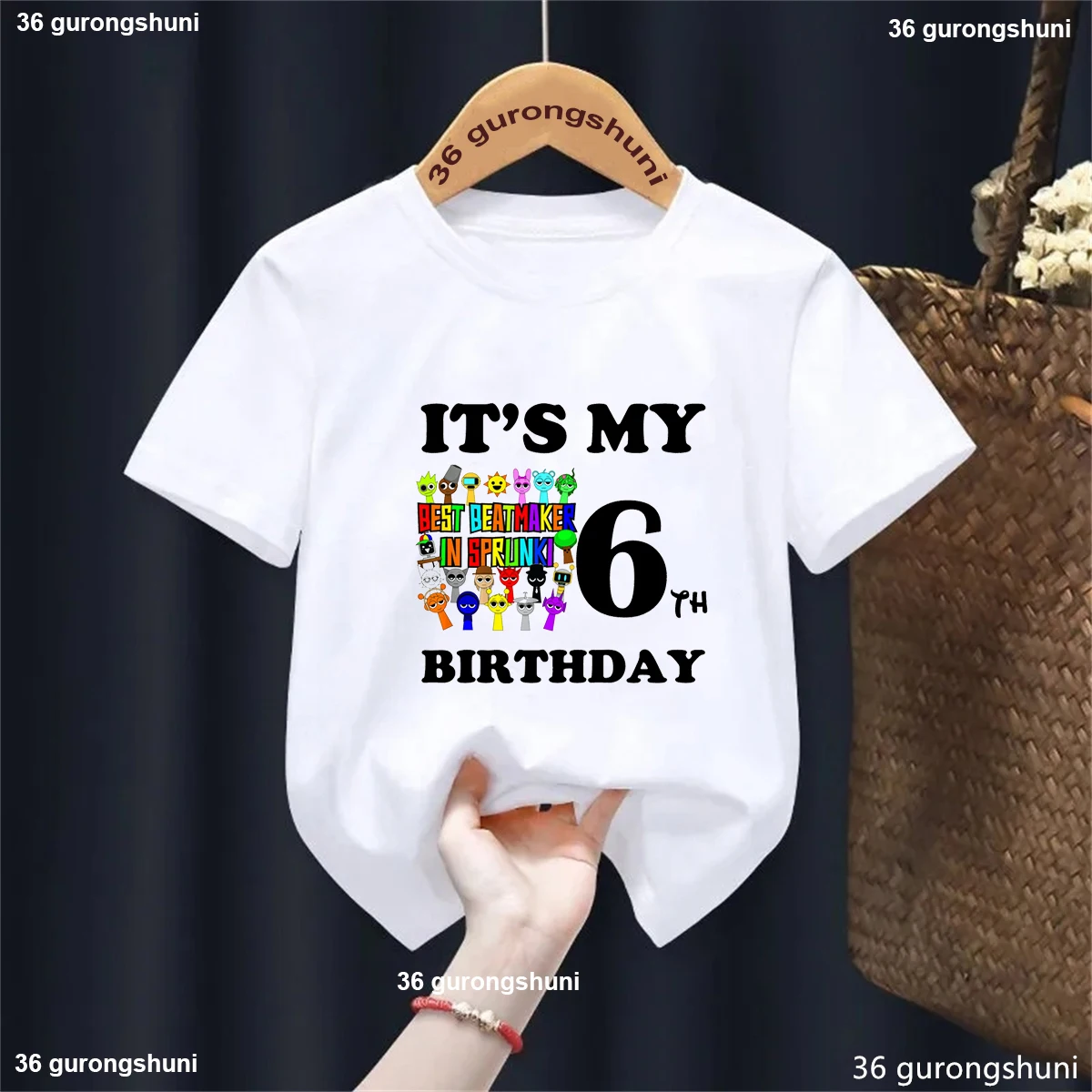 Funny 'It'S My 4rd Birthday' Boys T-Shirt Kids Fashion Cartoon New Game Sprunki Tshirt Birthday Gift Party Costume Top For Boys 4