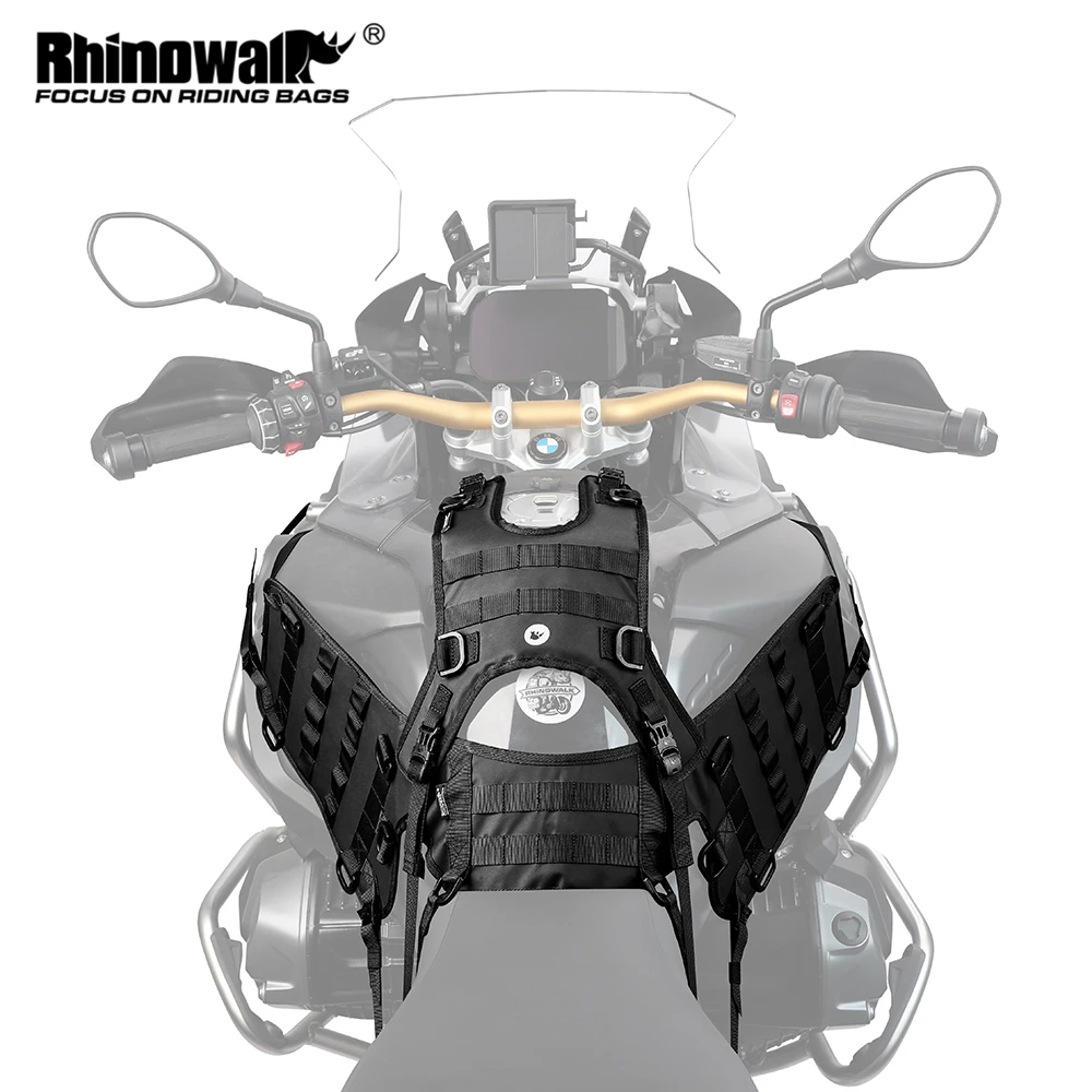 Conjunto de colete tático para motocicleta Rhinowalk MT001A, base para bolsa de tanque de motocross e base para bolsa de selim, acessório portátil para motor universal