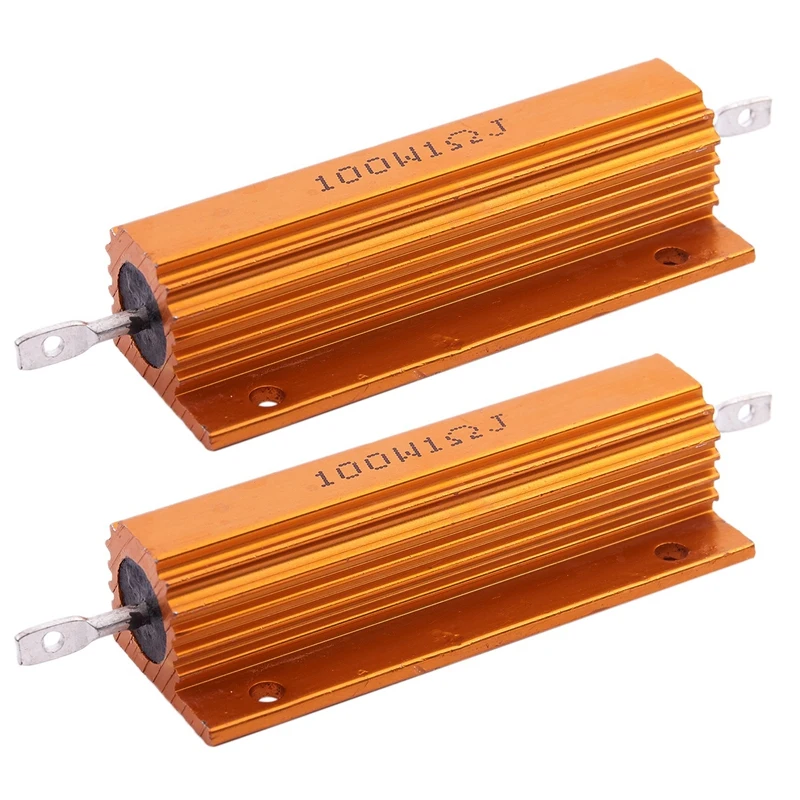 2X Resistenza Di Potenza Rivestita In Alluminio Dorato 100W, 1 Ohm 1R