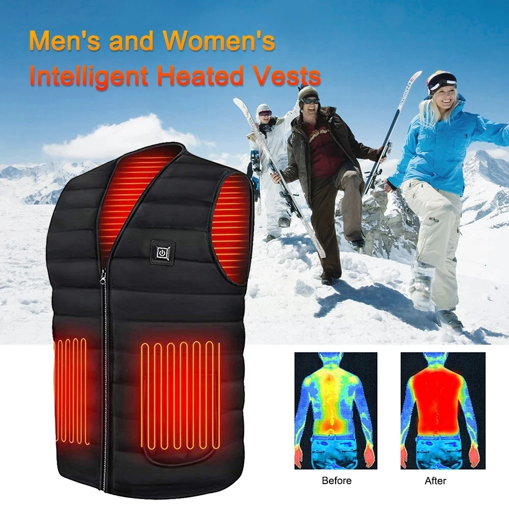 Heated Jacket 5/9 Areas Heated Vest Men Women Electric Heating Vest Usb Heated Jacket Bodywarmer Down Jacket Winte