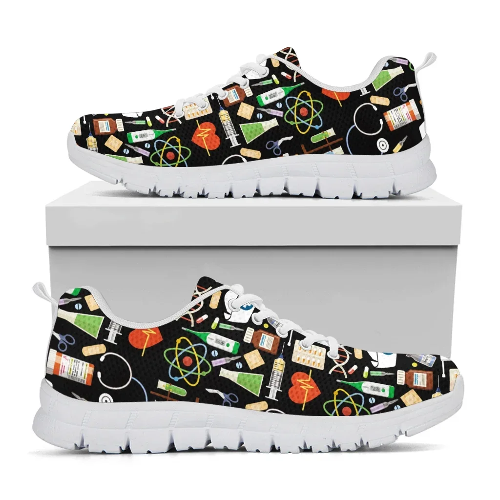 White Nursing Shoes For Women First Aid/medical Printed Comfortable Sneakers Lace-up Shoes Footwear Zapatos