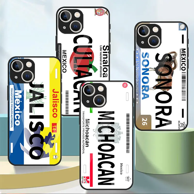 Mexico City SONORA License Plate Glass Case For Apple iPhone 13 Pro 11