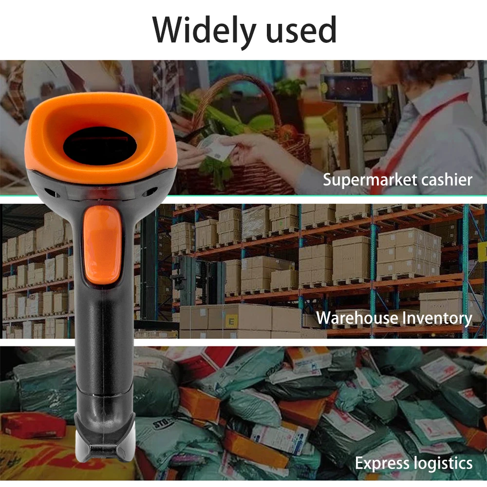 Handheld 1D/2D/QR Barcode Scanner 2.4G Wireless USB Wired Bar Code Reader Manual / Continuous Scanning CMOS Image Sensor