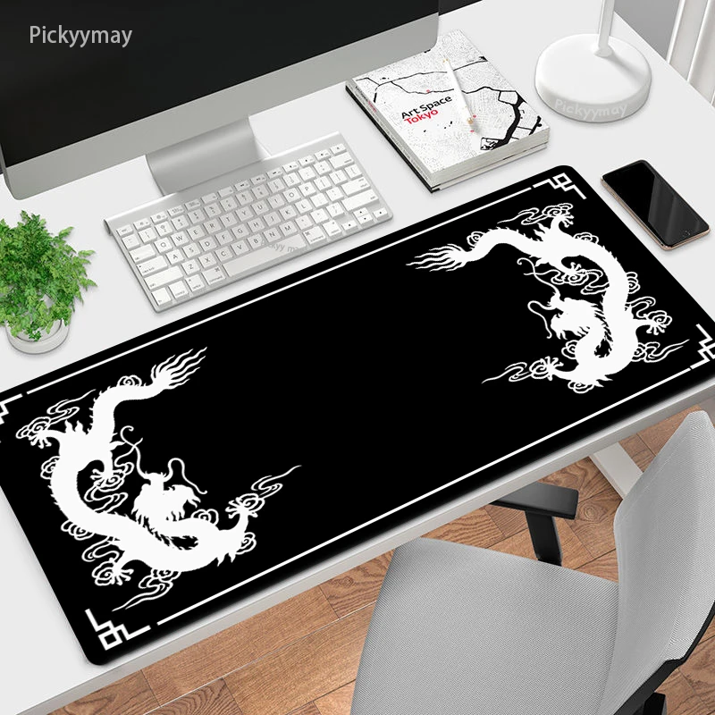 Grand tapis de souris noir pour ordinateur de bureau, accessoires de  bureau, tapis de table en caoutchouc pour clavier, tapis de poisson, 100x50,  90x40 - AliExpress