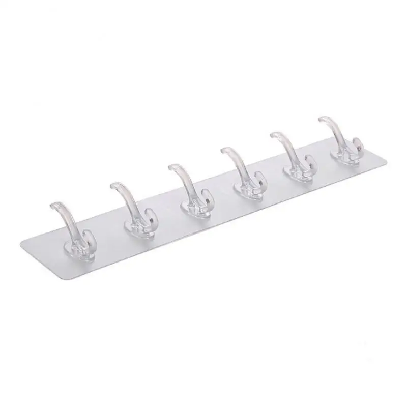 

Row Transparent Wall Hanger Hooks Strong Adhesive Wall Hangers Hooks For Bathroom Kitchen Towels Hats Keys Storage Rack