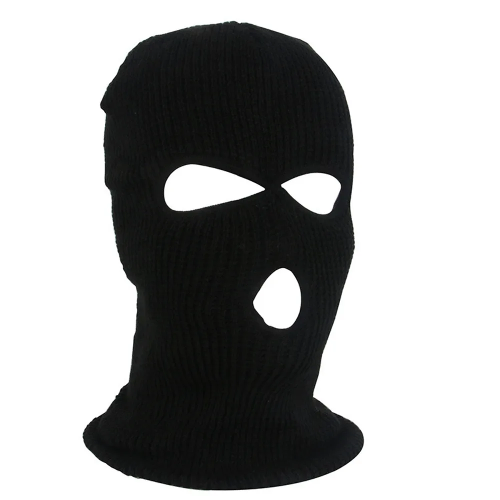 Copertura Integrale Maschera Da Sci Cappello 3 Fori Army Tactical Cs Berretti In Maglia Antivento Bonnet Winter Warm Caps Thermal Knitted Head Wrap