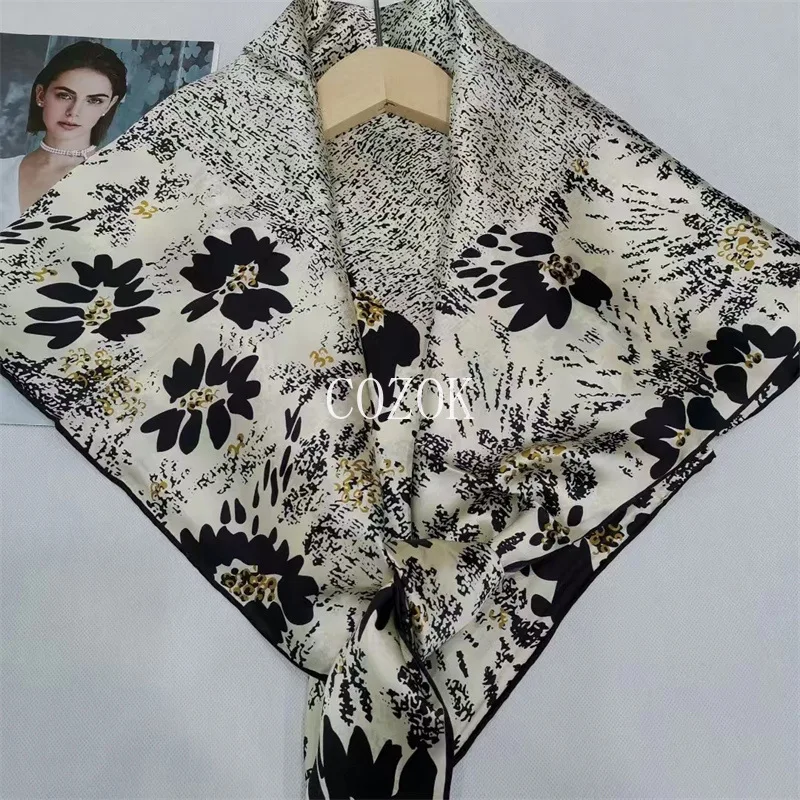 

2024 New Women Flower 100% Natural Silk Scarf Shawl Spring Autumn Elegant Long Scarves Wraps Summer Fashion Beach Shawls Gift