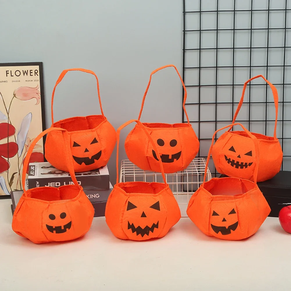 1pc Halloween Loot Party Kids Pumpkin Trick Or Treat Tote Bags Candy Bag Halloween Candy Storage Bucket Portable Gift Basket