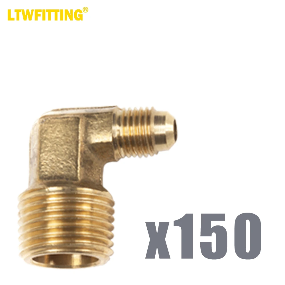 

LTWFITTING Brass Flare 1/4" OD x 1/2" Male NPT 90 Degree Elbow Tube Fitting (pack of 150)