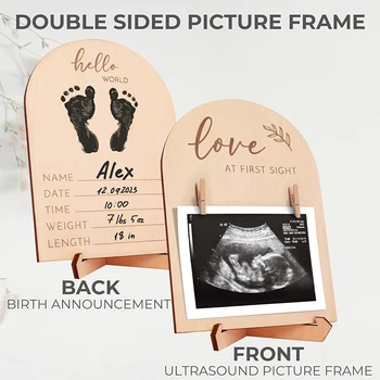 Nuova Offerta: Set di Cornici in Legno per Foto Ecografiche, per Annunziare la Gravidanza o il Nascita di un Bambino