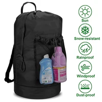Mesh Pocket Dirty Clothes Storage Bag Laundry Backpack Large Capacity Waterproof Laundry Bag with Shoulder Strap Home Cleaning 1