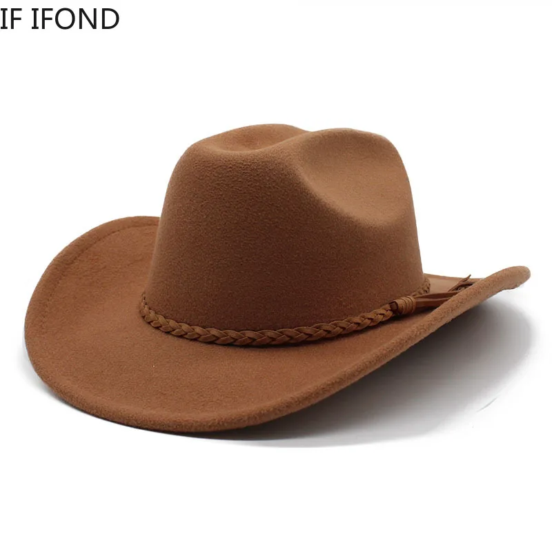 2022 Cappello Da Cowboy Occidentale Vintage Per Uomo 8Cm A Tesa Larga Gentleman Jazz Cappelli Panama Cowgirl Cloche Church Sombrero Hombre Caps