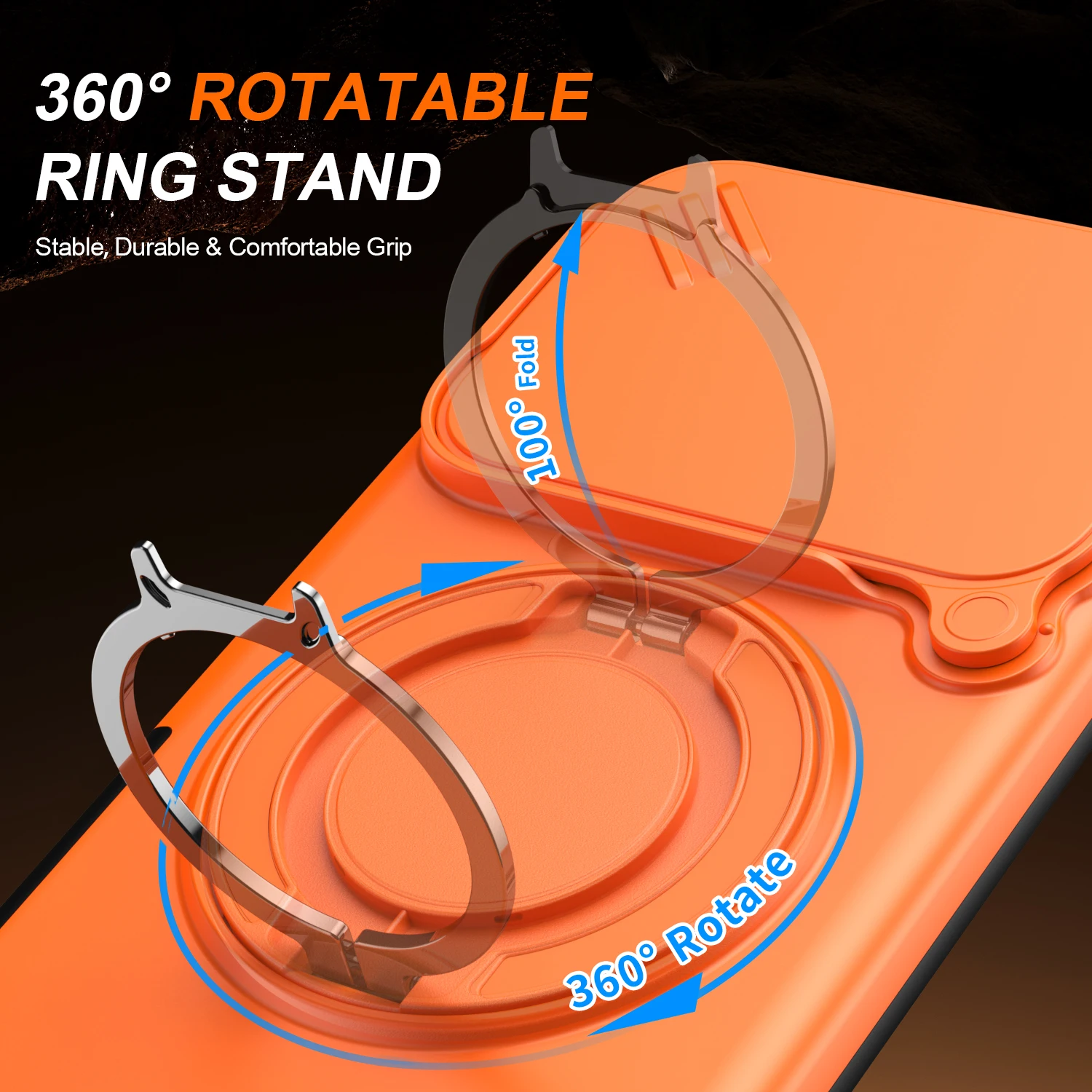 Magnetic Ring Stand Phone Case with Slide Camera Lens Protection and Durable Frame