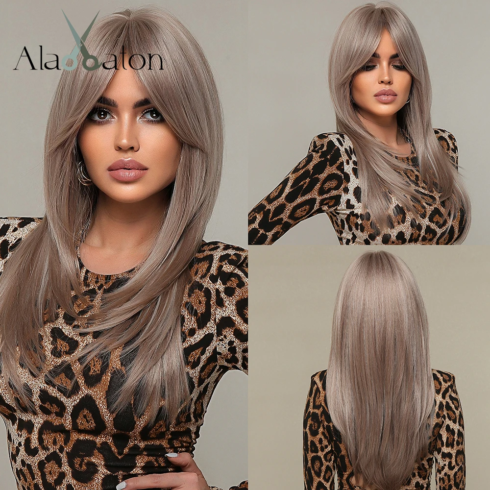Alan Eaton Long Straigt Ash Blonde Synthetic Wigs For White Women