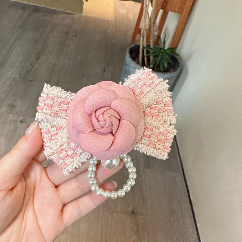 Camellia Brooch Pins for Woman Girl Fabric Rhinestone Flower Badges Fashion  Jewelry Accessories Korean Handmade Wholesale