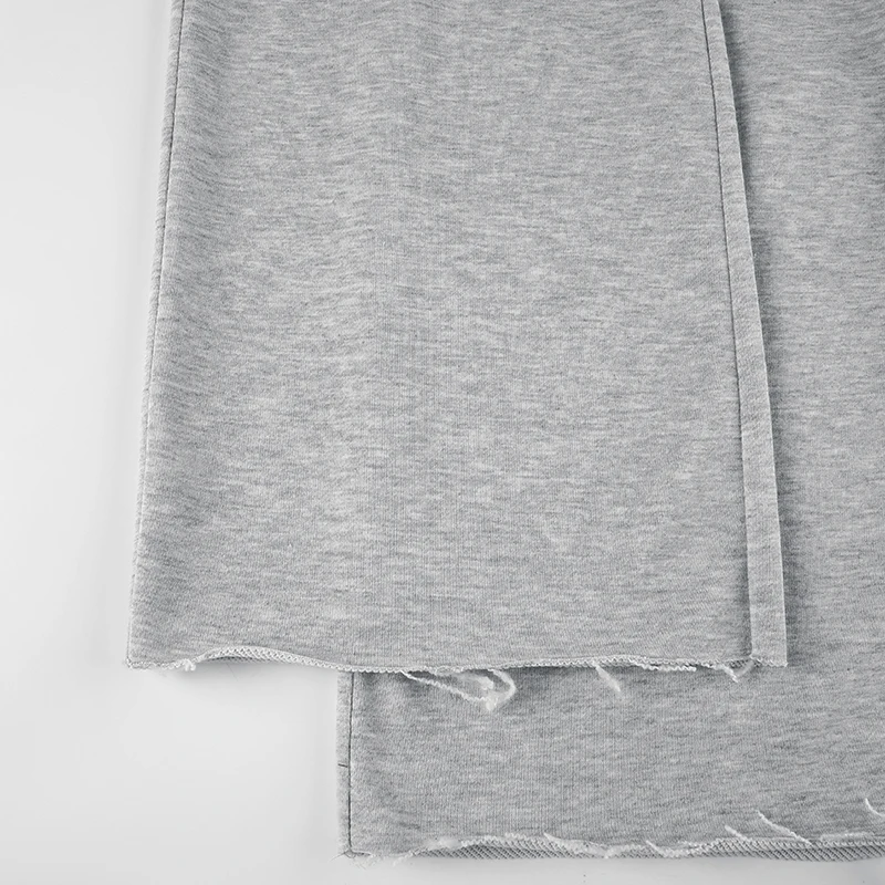 Pockets Drawstring High Waist Casual Loose Sweatpants For Women Gray Solid Basic Simple Straight Leg Pants Jogging Trousers