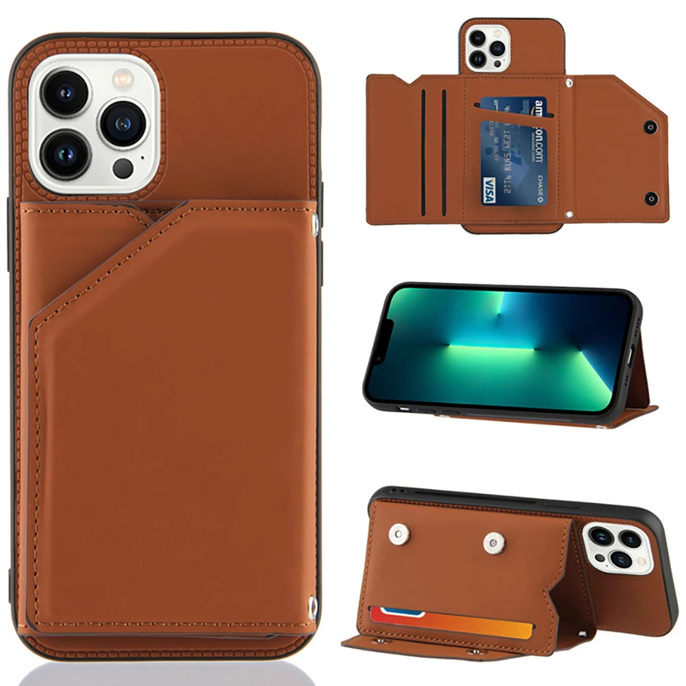 

Leather Card Slot Case For iPhone 14 5G Back Cover For iPhone 14 13 12 11 Pro Max 12 Mini XS XR X 7 8 Plus SE 2022 Phone Funda