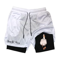 Cartoon Duck Print Men's Shorts Summer Double Layer Letter Print  Quick Drying Pants Fitness Tracksuit Beach Short Pants RL0358 - Image 4