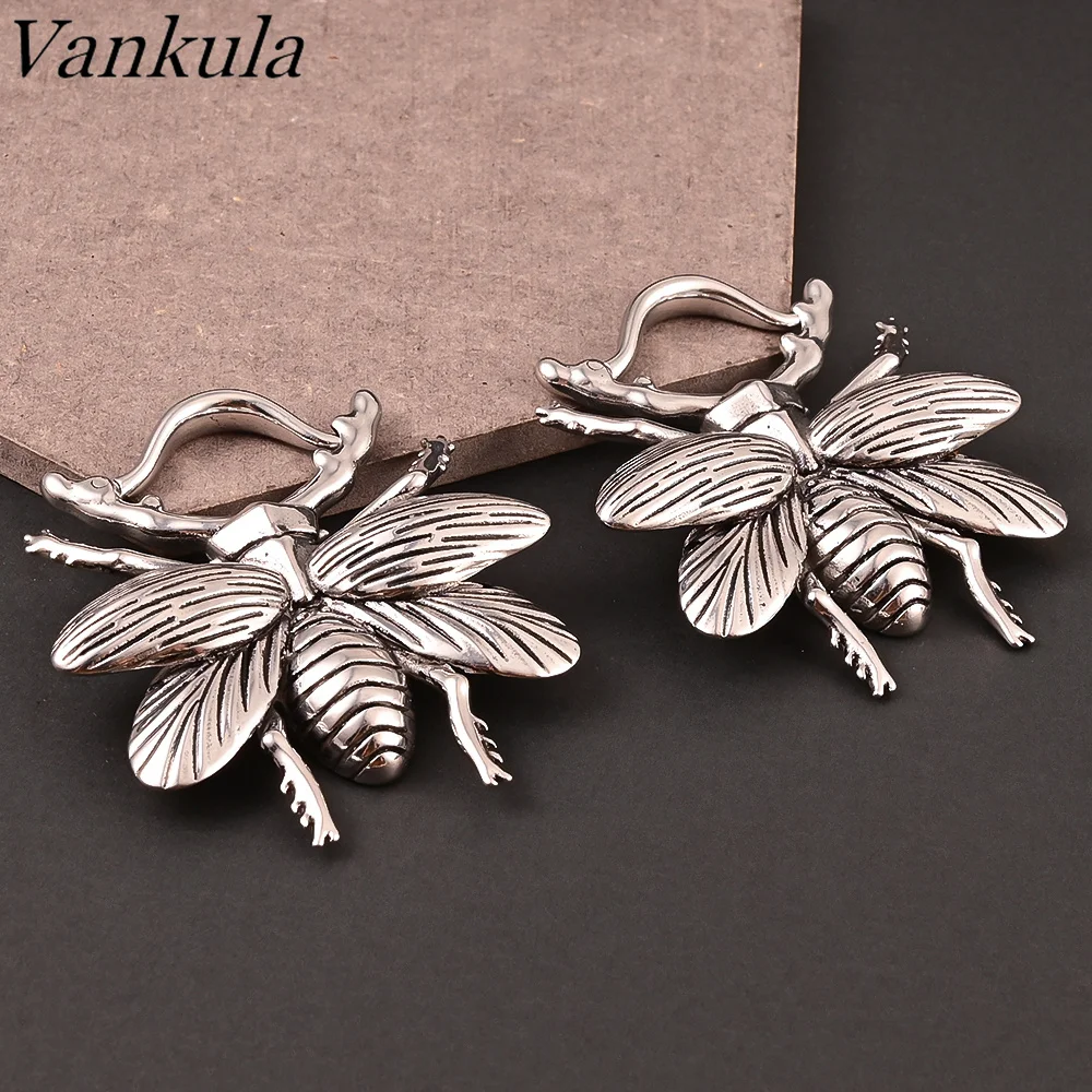 Vankula 2pcs 5mm Bee Ear Weights Hangers Pattern Ear Taper Stretcher Tunnel Plug Gauge Expanders Piercing Earring Body Jewelry