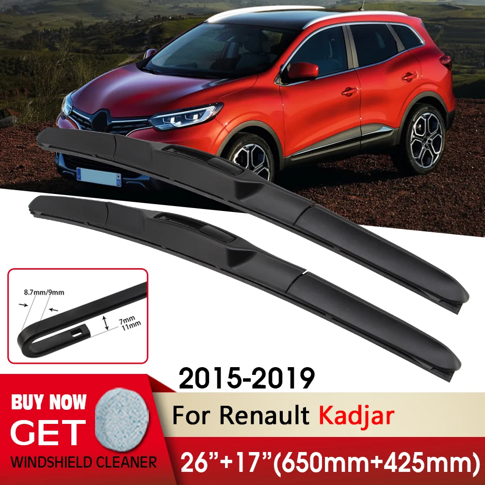 Spazzole Tergicristallo Anteriore Tergicristallo 26 "+ 17" Per Renault Kadjar 2015-2019 Fit U Gancio Braccio Parabrezza Parabrezza Finestra Anteriore