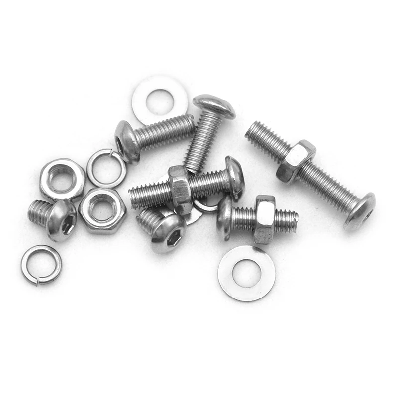 Corrosion-Resistant 304 Stainless Steel Button Head Hex Screw Combo Kit with Washers & Nuts M2 to M6, Heavy Duty Fastener Set