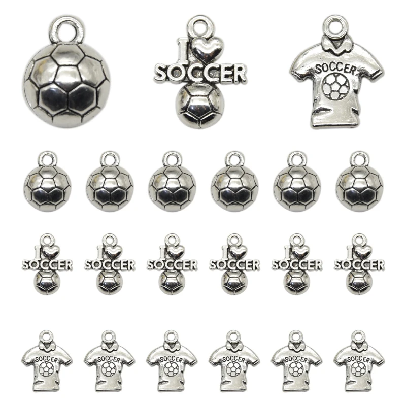 

12pcs Football Soccer Ball Charms Alloy Metal Sports Pendants For DIY Earring Necklace Bracelet Jewelry Crafting Making
