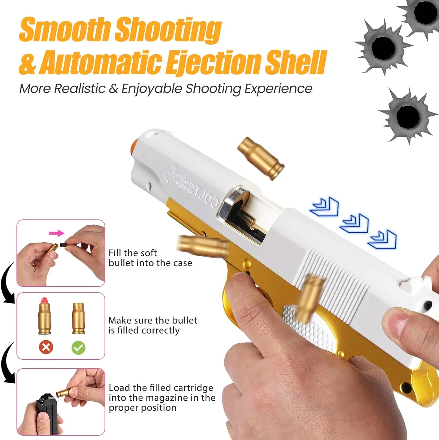 Toy Gun M1911 Soft Bullet Shell Ejecting Foam Bullet Pistol Blasters Outdoor Game Christmas Birthday Gift for Boys Girls 4