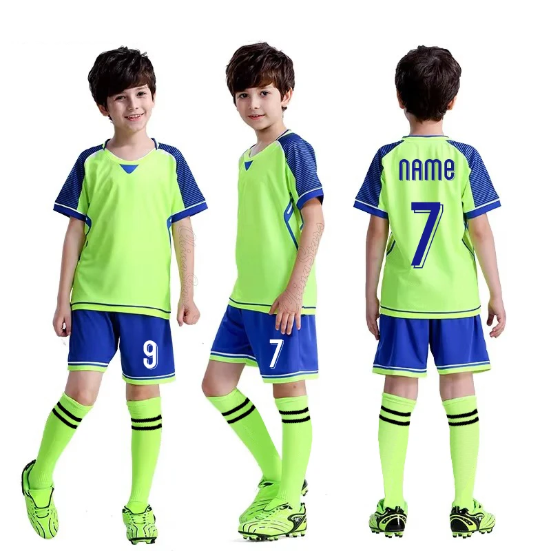 새로운 축구 유니폼 맞춤형 어린이 축구 유니폼 세트 폴리에스터 축구 유니폼 통기성 어린이 축구 유니폼