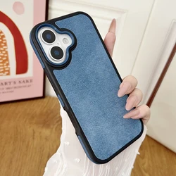 Luxury Retro Leather Texture Shockproof Soft Matte Phone Case Cover - S25 FE (Blue)