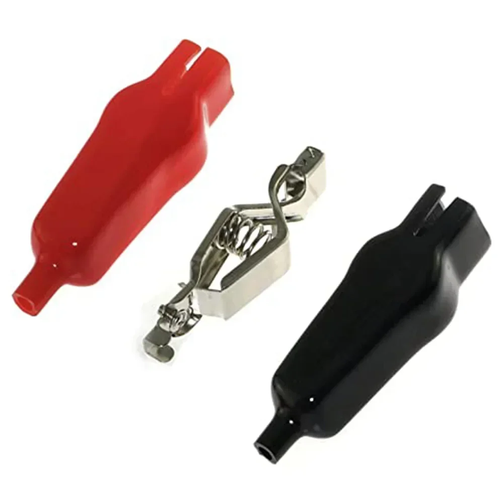 20A Sheathed Clips Nickel Plated Electrical DIY Multimeter Test Leads Double-Ended Crocodile Battery Connectors 2Pcs